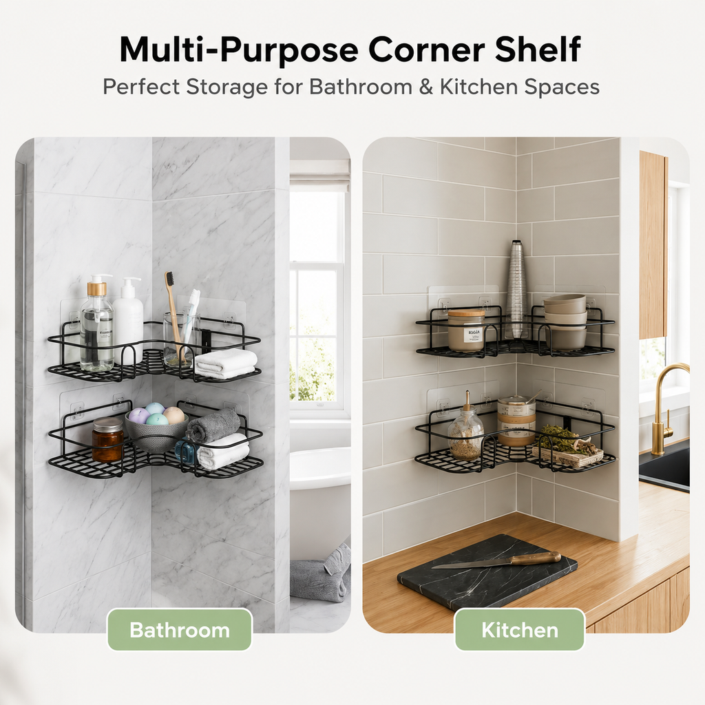 Premium Corner Shower Organizer | Bathroom Storage Shelf