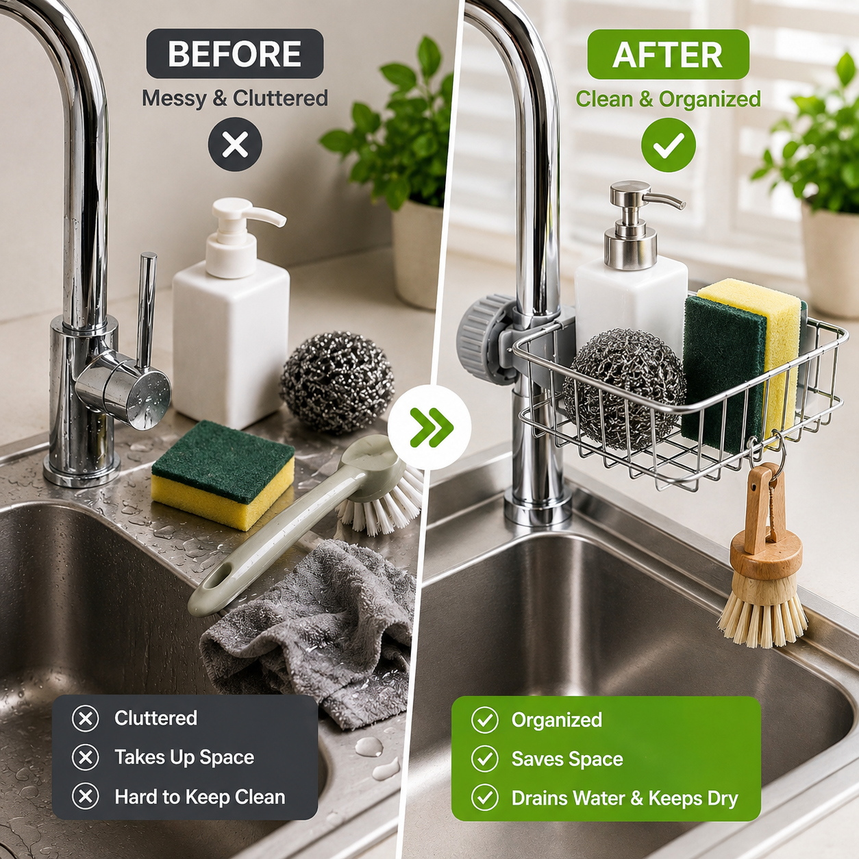 Aurevia Stainless Steel Faucet Sink Organizer
