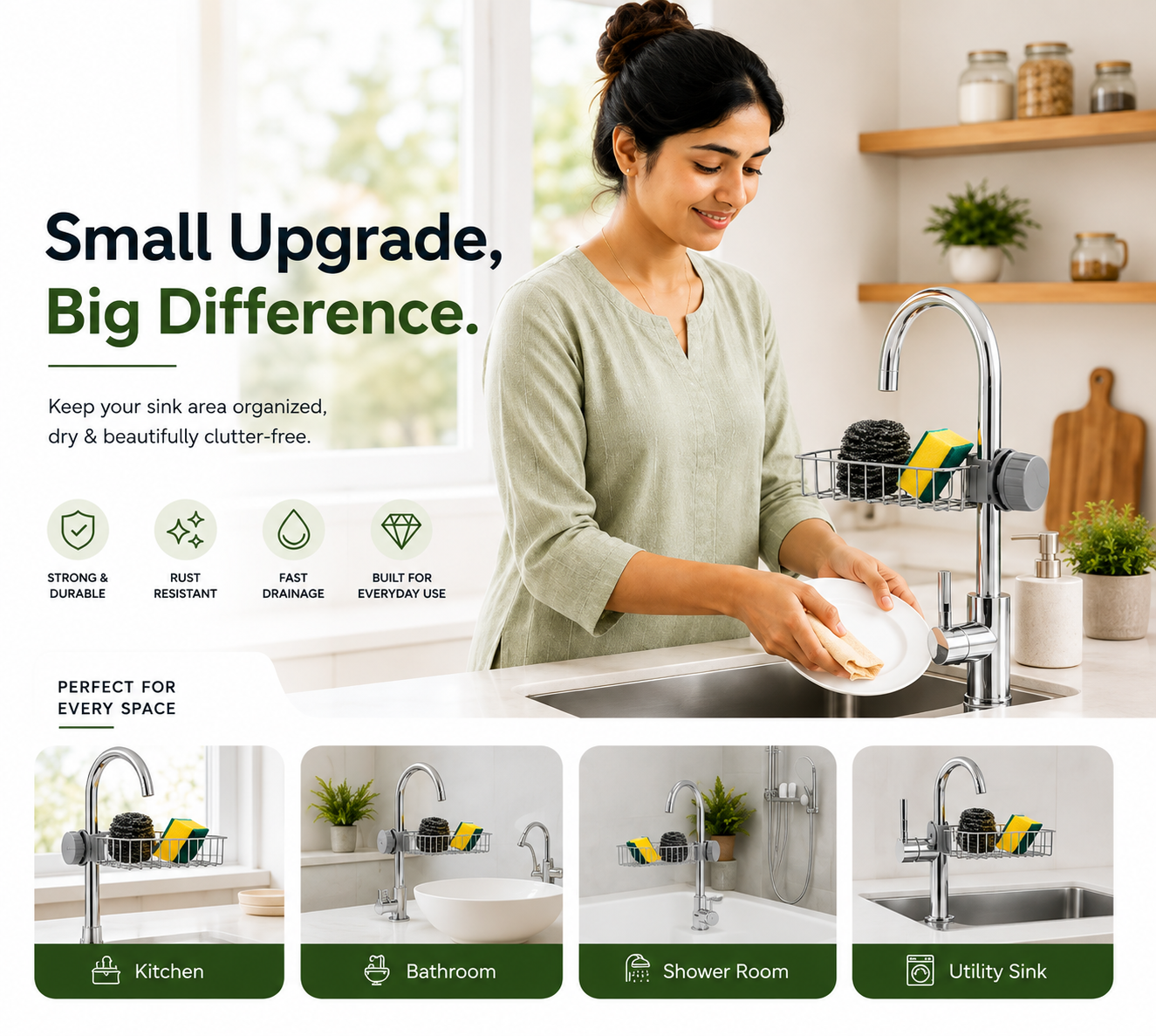 Aurevia Stainless Steel Faucet Sink Organizer