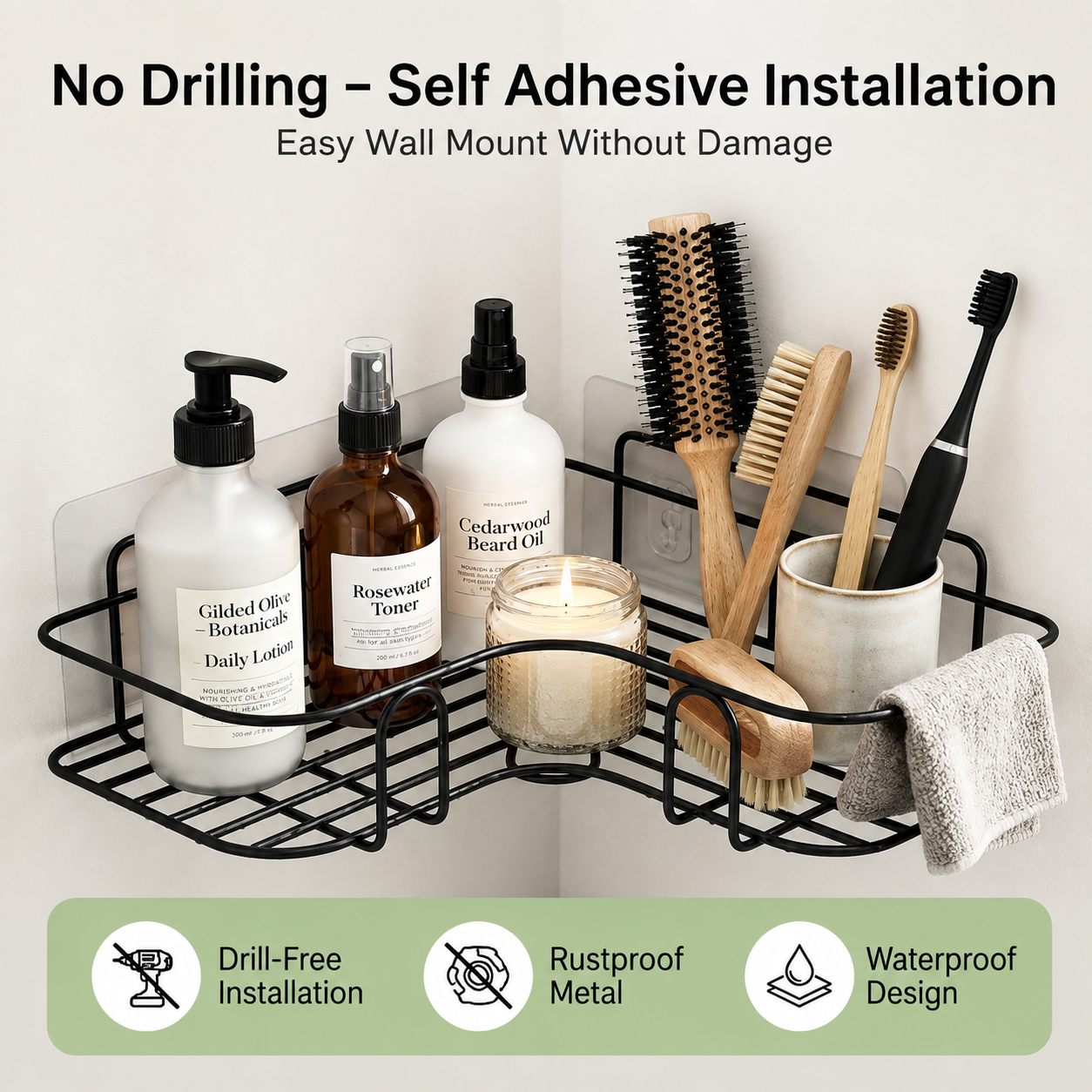 Premium Corner Shower Organizer | Bathroom Storage Shelf